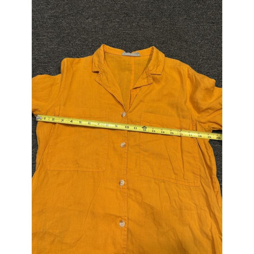 EVERLANE Linen Button Down Shirt Orange Short Sleeve Women Small Beach Tunic - Picture 7 of 7